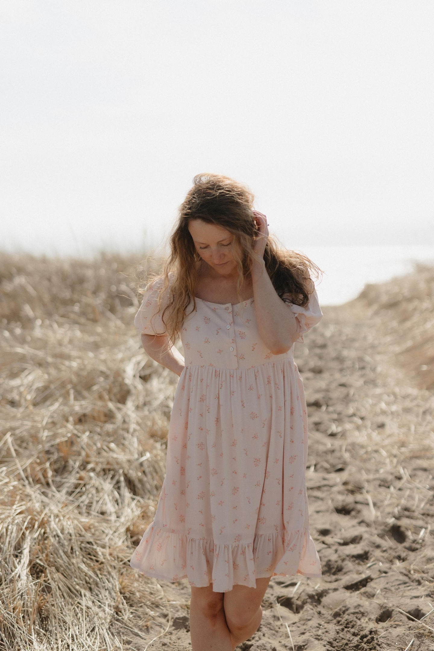 Elegant Blush Floral Evening Gown – Women’s Blossom Dottie Dress for Special Occasions